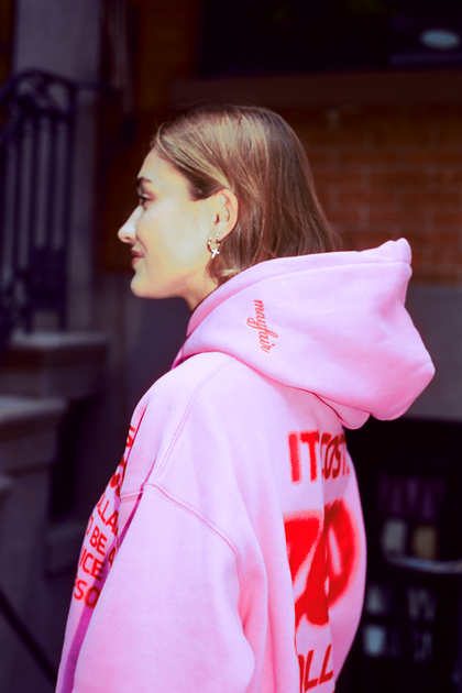Pink and top red hoodie
