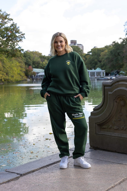 Green sweatshirt outlet and sweatpants