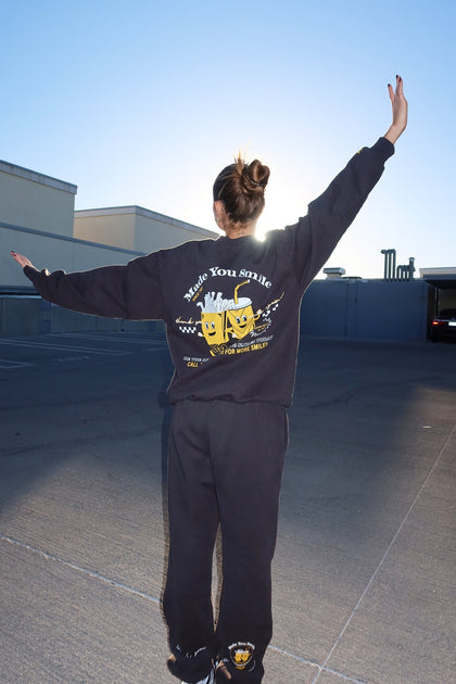 Made You Smile Jet Crewneck