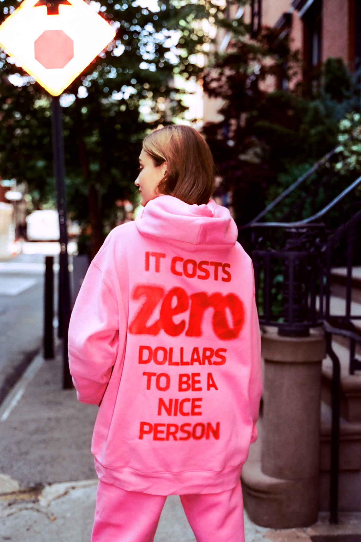 It Costs 0.00 To Be A Nice Person Pink Hoodie The Mayfair Group LLC