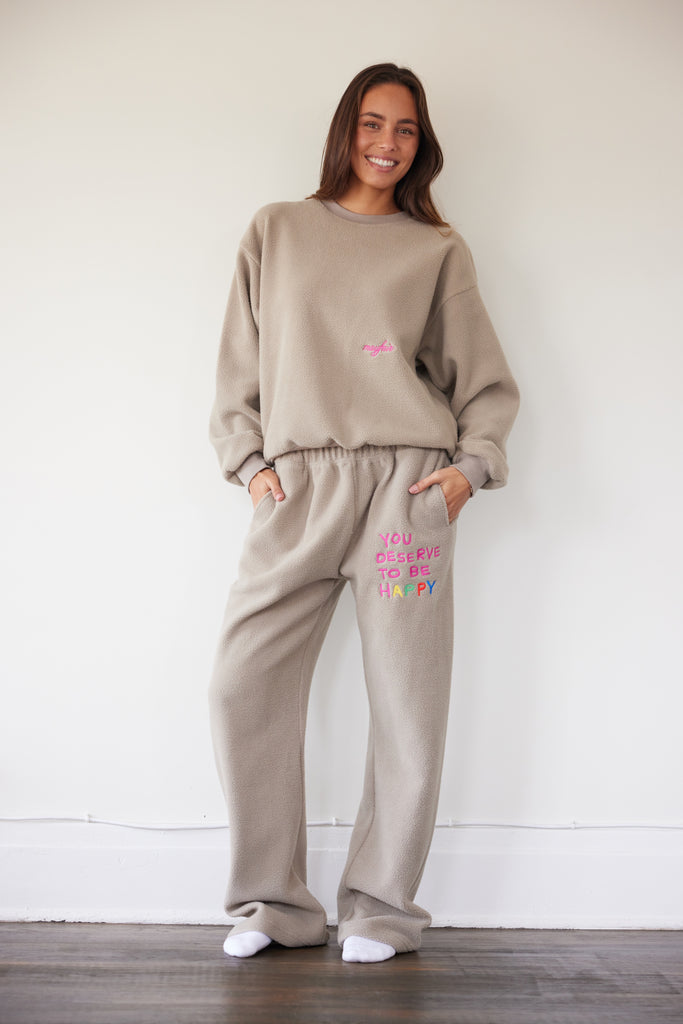 You Deserve to be Happy Wide Leg Sweatpants – The Mayfair