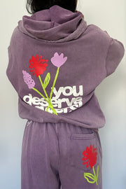 You Deserve Flowers Relaxed Notch-Neck Hoodie