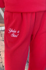 You Are A Star Waffle Wide Leg Sweatpants