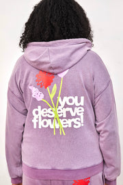 You Deserve Flowers Relaxed Notch-Neck Hoodie