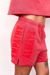 Empathy Always Vintage Red Sweatshorts