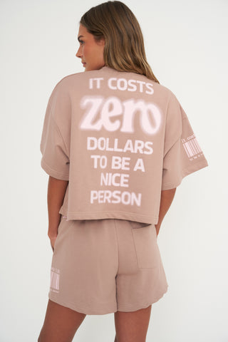 It Costs $0 Taupe Short Sleeve Crewneck