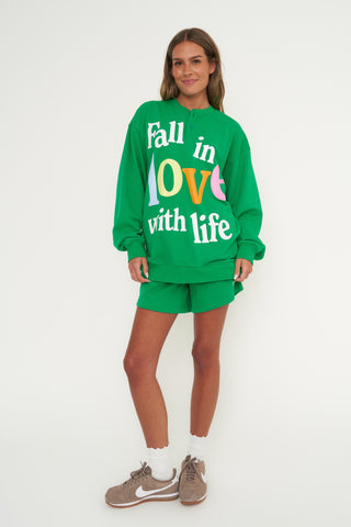 Fall In Love With Life Henley Sweatshirt