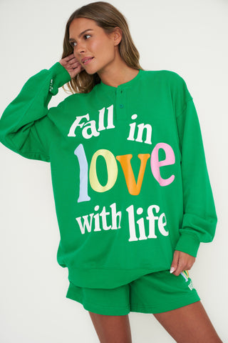 Fall In Love With Life Henley Sweatshirt