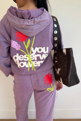 You Deserve Flowers Relaxed Notch-Neck Hoodie