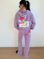 You Deserve Flowers Relaxed Notch-Neck Hoodie