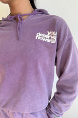 You Deserve Flowers Relaxed Notch-Neck Hoodie