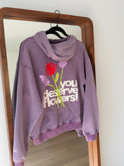 You Deserve Flowers Relaxed Notch-Neck Hoodie