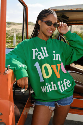 Fall In Love With Life Henley Sweatshirt