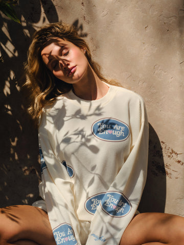 You Are Enough Waffle Crewneck