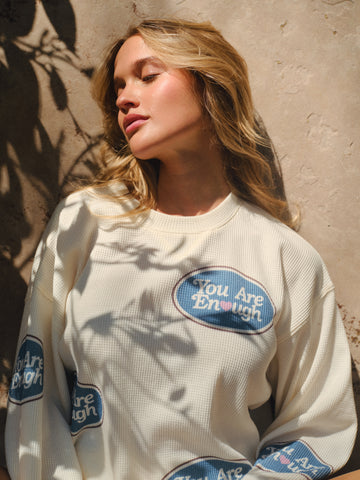 You Are Enough Waffle Crewneck