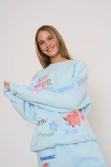 Angels All Around You Sky Blue Crewneck
