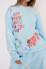 Angels All Around You Sky Blue Crewneck