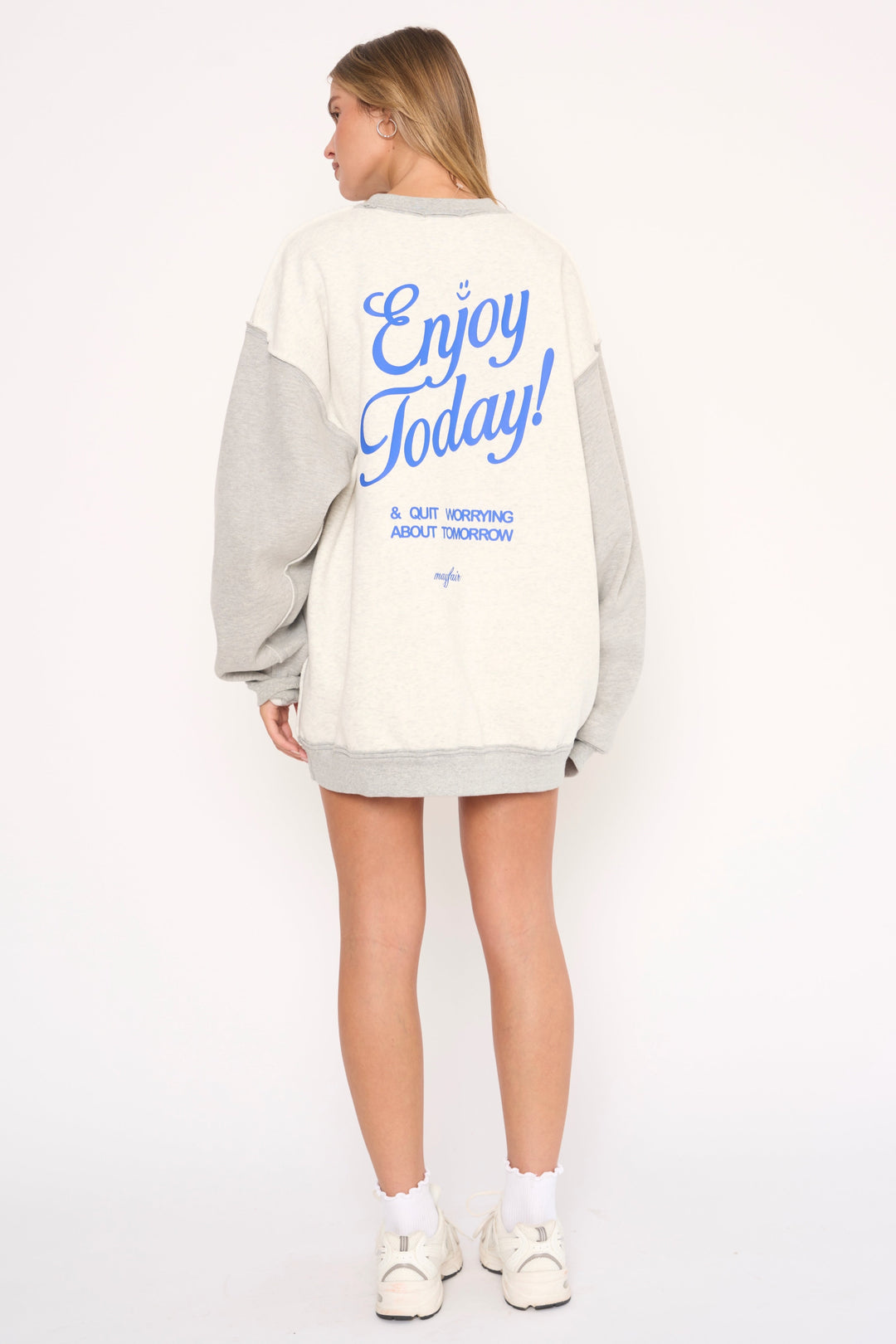トップス Just Right those days crew neck Enjoy Today Crewneck – The Mayfair Group LLC