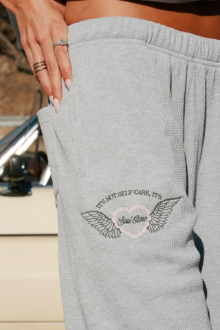 Soul Grey Relaxed Waffle Wide-Leg Sweatpants