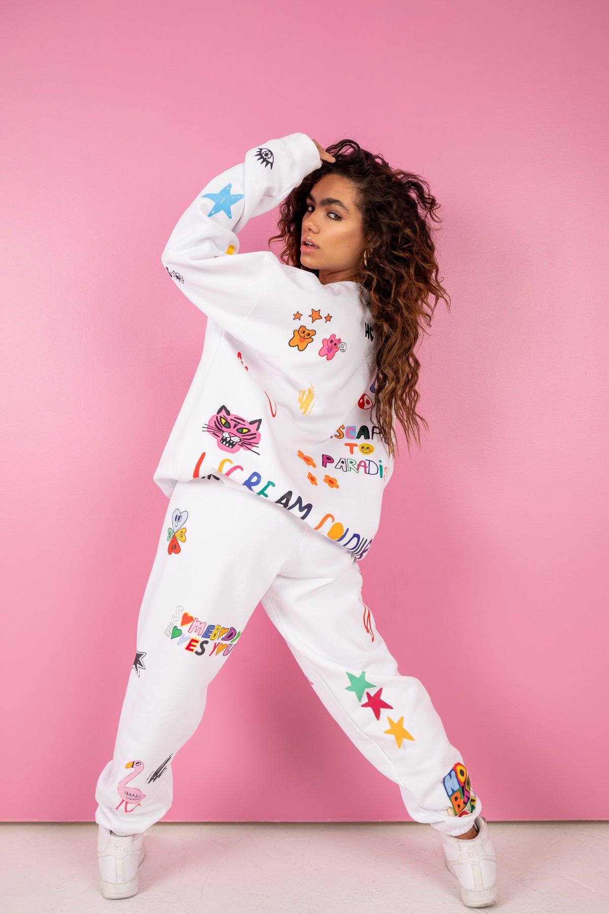 Sweat-shirt The Mayfair Group X ISCREAMCOLOUR – "Somebody Loves You" – Taille S Blanc